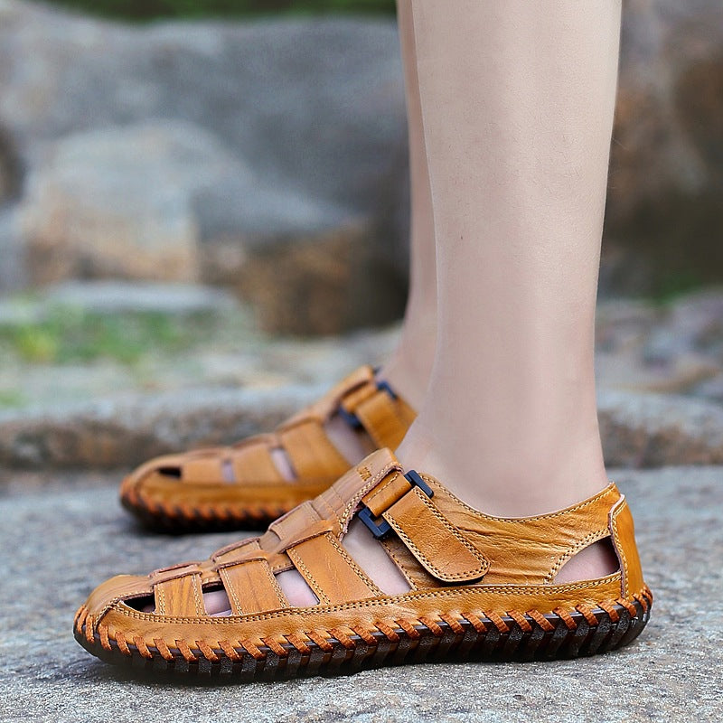 Herren Komfortable Leder-Sandalen mit individuell anpassbarem Riemen EB