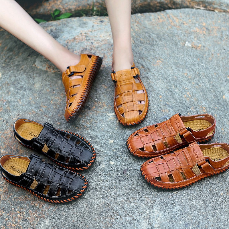 Herren Komfortable Leder-Sandalen mit individuell anpassbarem Riemen EB