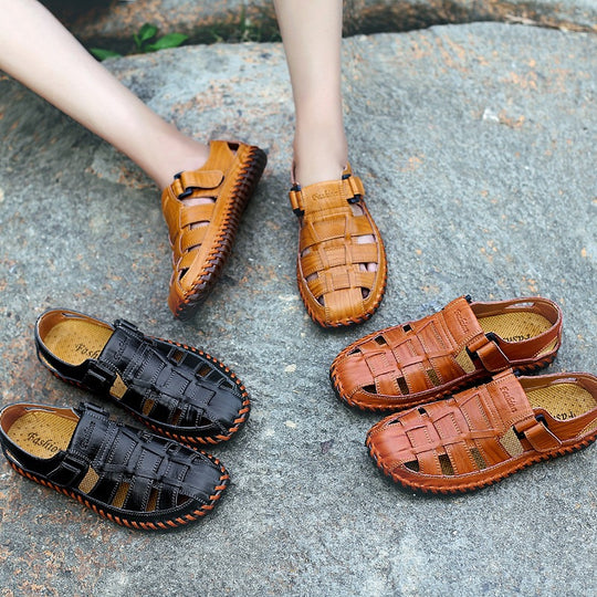 Herren Komfortable Leder-Sandalen mit individuell anpassbarem Riemen EB