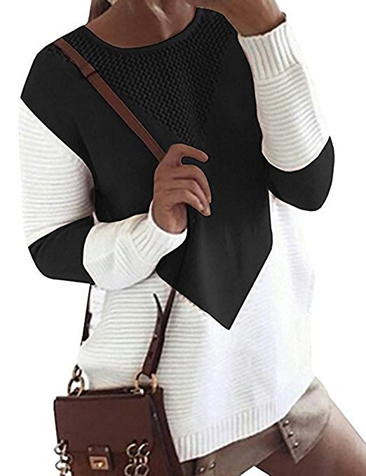 Damen Strickpullover mit modernen Farbkombinationen und luftigem Design EB