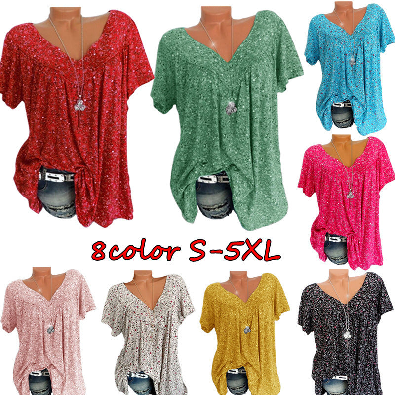 Damen lässige Bluse mit floralen Motiven und luftigen Ärmeln EB