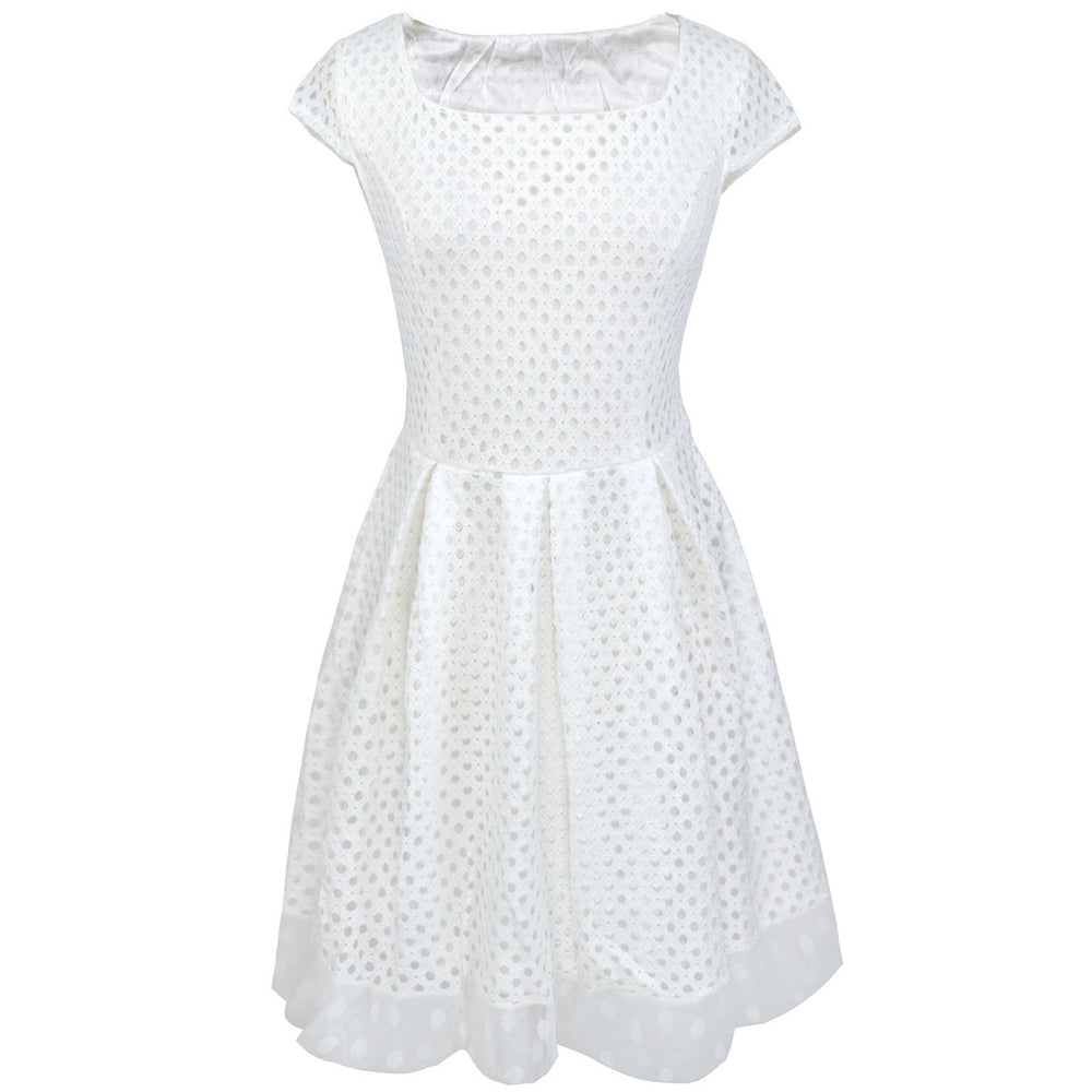 Damen Sommerliches Kleid mit ausgefallenem Strukturdesign und breitem Taillengürtel EB