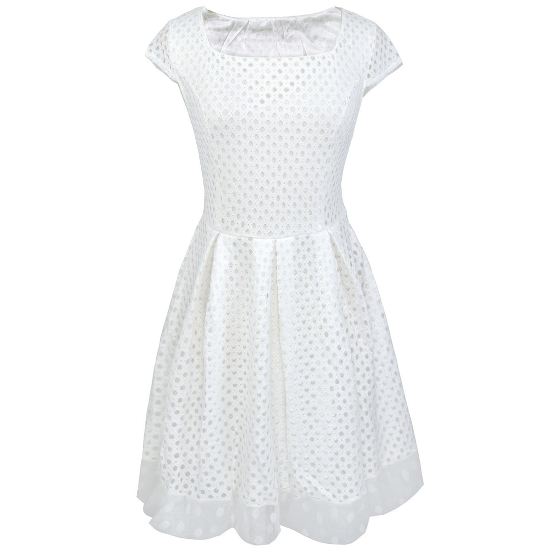 Damen Sommerliches Kleid mit ausgefallenem Strukturdesign und breitem Taillengürtel EB