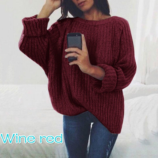 Damen Grobstrickpullover mit überschnittenen Schultern und lässigem Schnitt EB