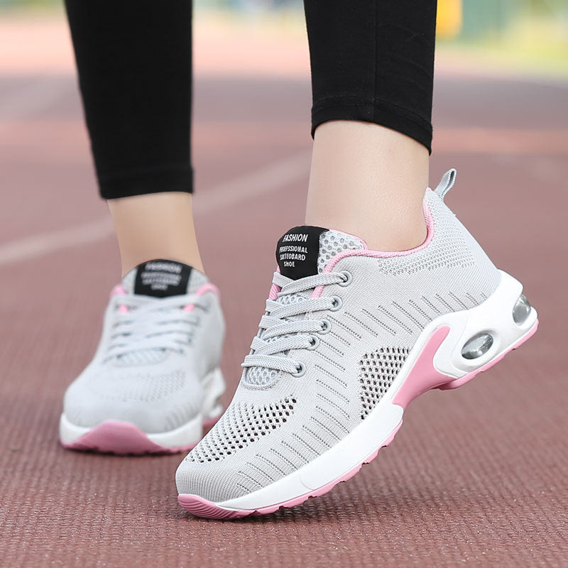 Damen nan leichte Strick-Fitnesssneaker mit sichtbarer Luftkammer-Dämpfung und viskoelastischer Innensohle EB