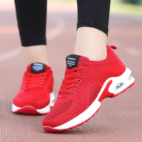 Damen nan leichte Strick-Fitnesssneaker mit sichtbarer Luftkammer-Dämpfung und viskoelastischer Innensohle EB
