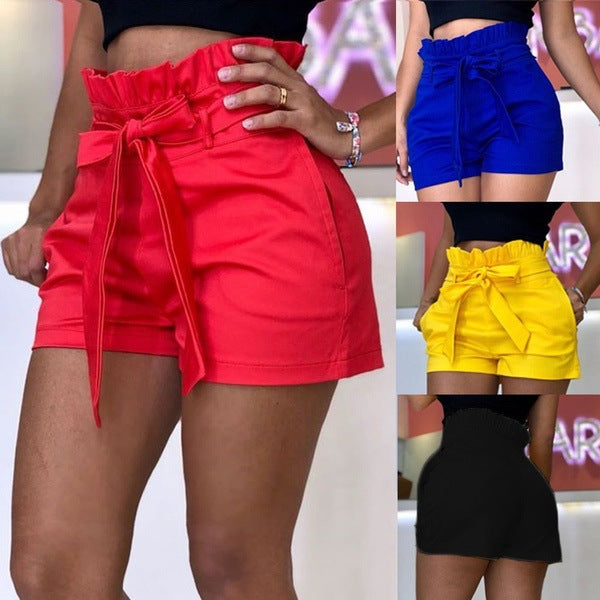 Damen Shorts mit hohem Bund und Bindegürtel EB