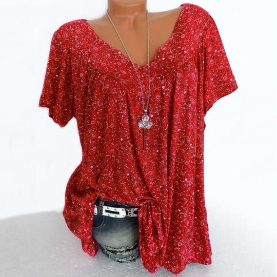 Damen lässige Bluse mit floralen Motiven und luftigen Ärmeln EB