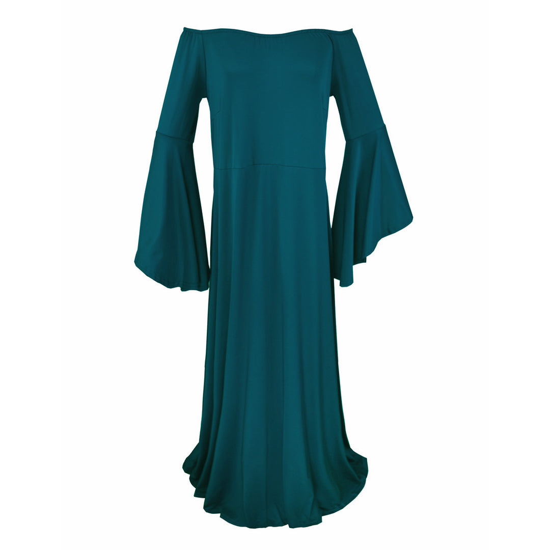 Damen Umstands-Maxikleid mit schulterfreiem Design und fließenden Ärmeln EB