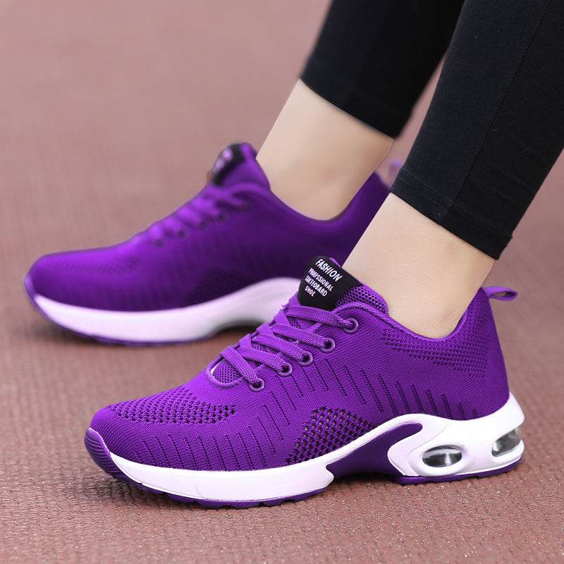 Damen nan leichte Strick-Fitnesssneaker mit sichtbarer Luftkammer-Dämpfung und viskoelastischer Innensohle EB