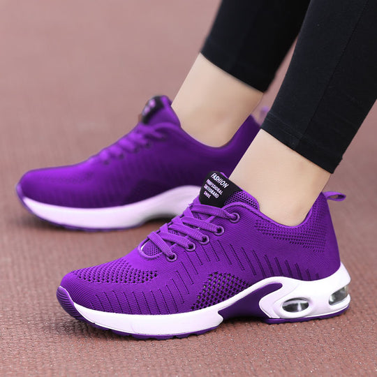 Damen nan leichte Strick-Fitnesssneaker mit sichtbarer Luftkammer-Dämpfung und viskoelastischer Innensohle EB