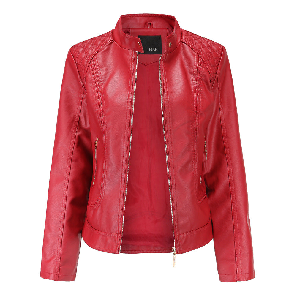Damen Kunstlederjacke mit modischen Steppdetails EB