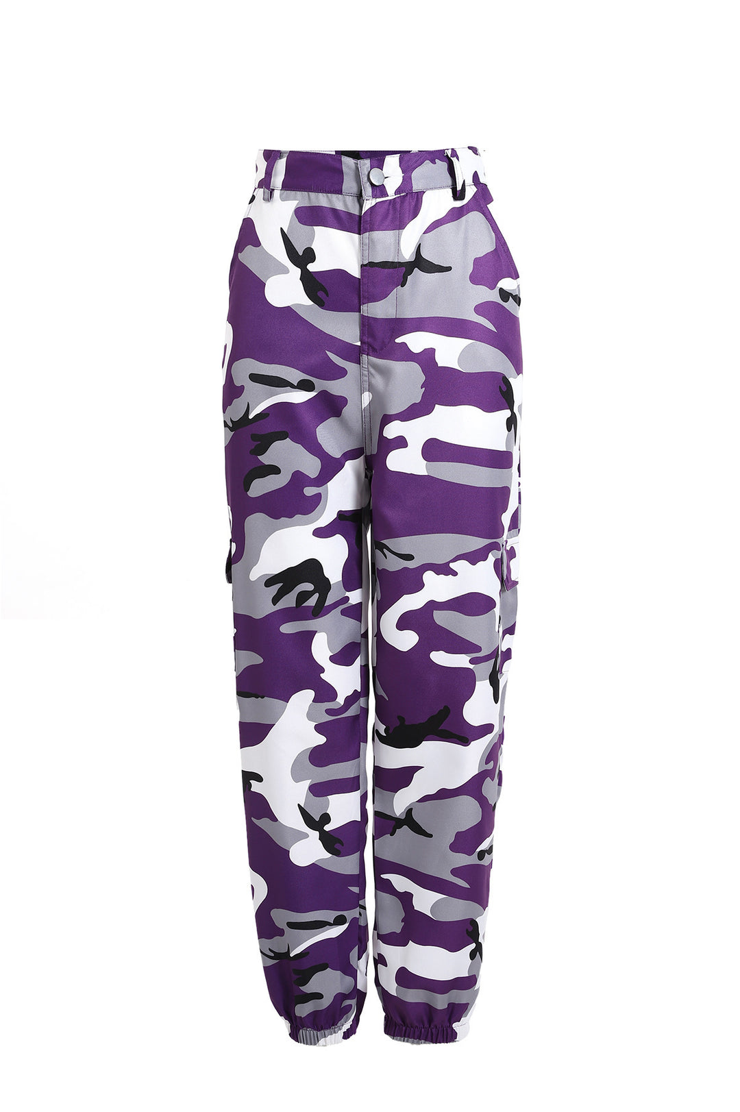 Damen nan Cargohose mit urbanem Camouflage-Print und elastischem Bund EB