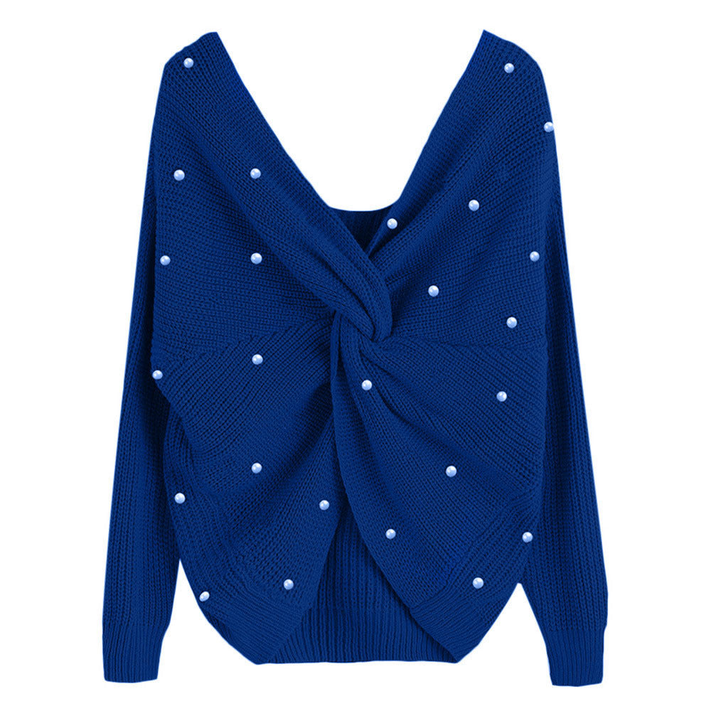 Damen Strickpullover mit Twist-Detail und Perlenbesatz EB