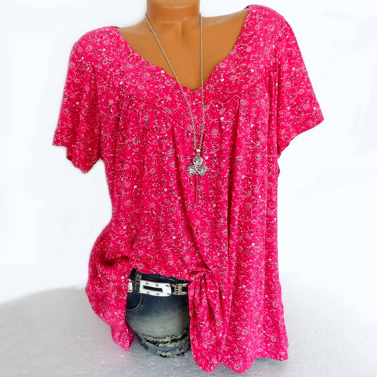 Damen lässige Bluse mit floralen Motiven und luftigen Ärmeln EB