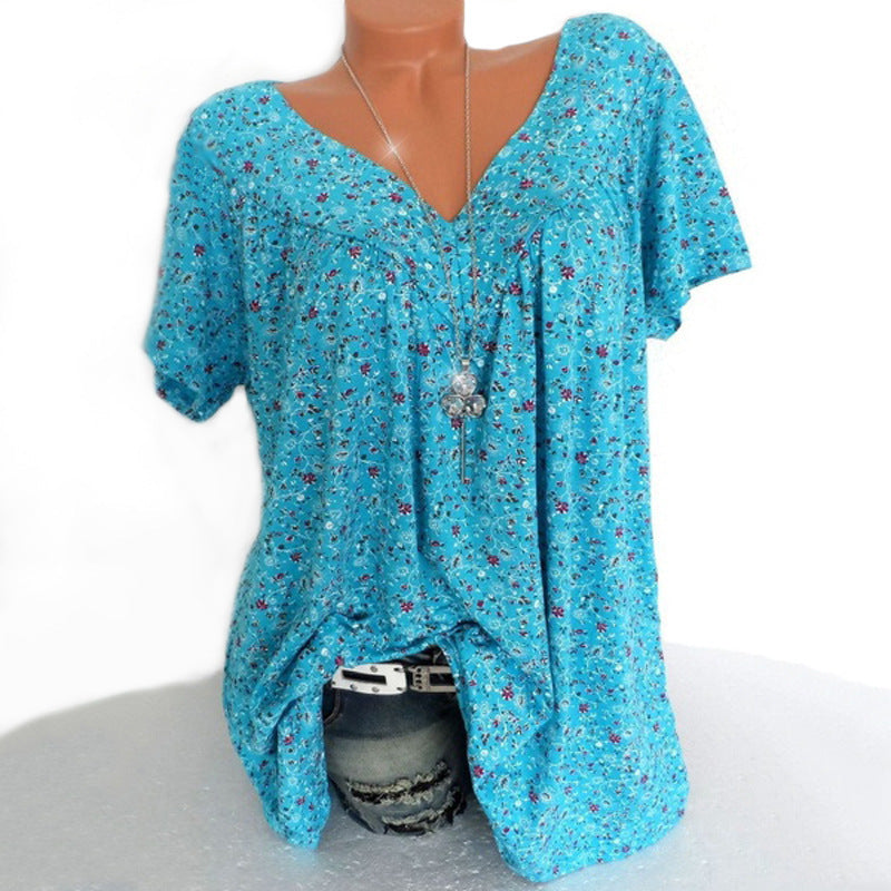 Damen lässige Bluse mit floralen Motiven und luftigen Ärmeln EB