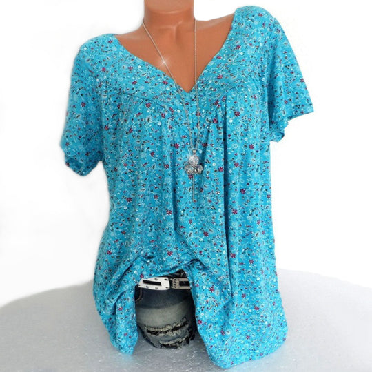 Damen lässige Bluse mit floralen Motiven und luftigen Ärmeln EB