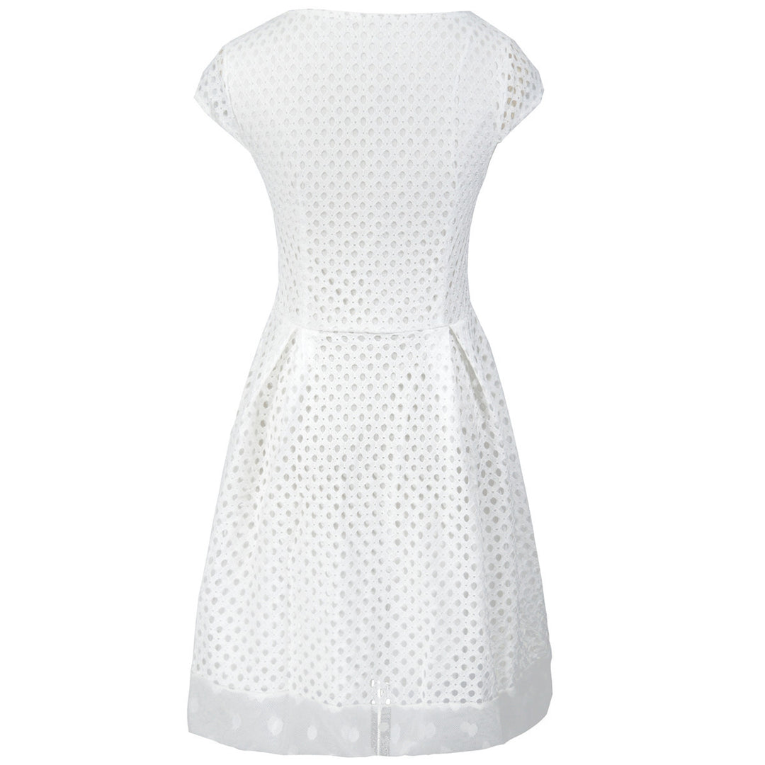Damen Sommerliches Kleid mit ausgefallenem Strukturdesign und breitem Taillengürtel EB