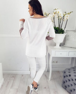 Damen lässiger Strickpullover mit geometrischem Design EB