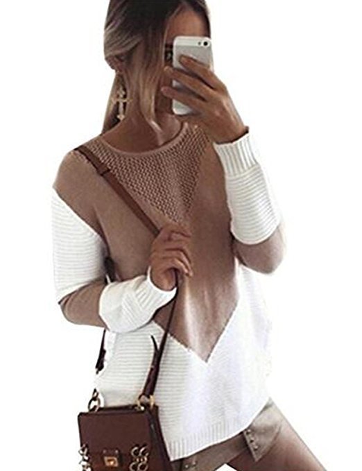Damen lässiger Strickpullover mit geometrischem Design EB
