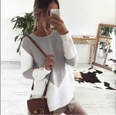 Damen lässiger Strickpullover mit geometrischem Design EB