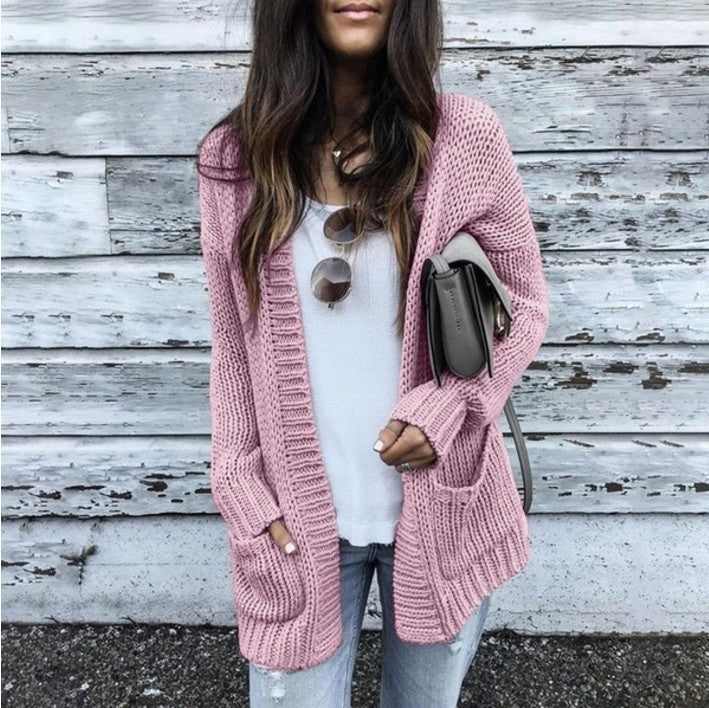 Damen Grobstrick-Cardigan mit aufgesetzten Taschen und lässigem Schnitt EB