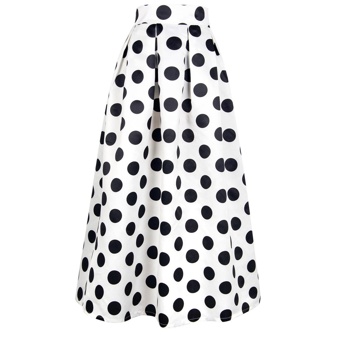 Damen Tellerrock mit großflächigem Polka-Dot-Muster EB