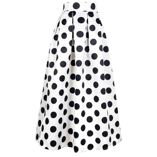 Damen Tellerrock mit großflächigem Polka-Dot-Muster EB