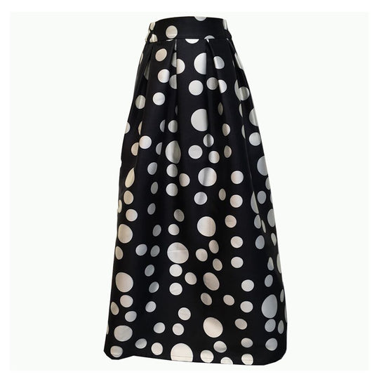 Damen Tellerrock mit großflächigem Polka-Dot-Muster EB