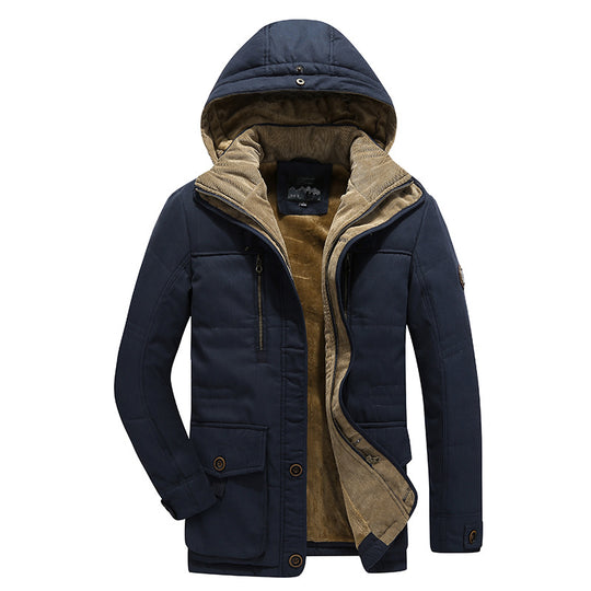 Herren Wasserabweisende gefütterte Parka mit Kapuze Thermofutter und Mehreren Taschen EB