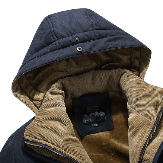 Herren Wasserabweisende gefütterte Parka mit Kapuze Thermofutter und Mehreren Taschen EB