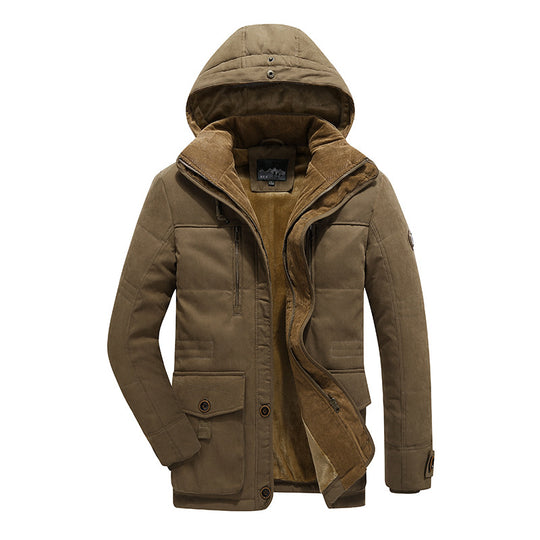 Herren Wasserabweisende gefütterte Parka mit Kapuze Thermofutter und Mehreren Taschen EB