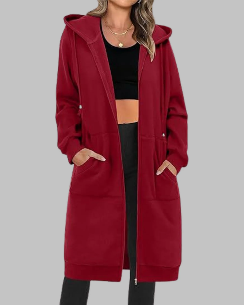 EB | Lässige Zip-Up Übergroße Lange Jacke