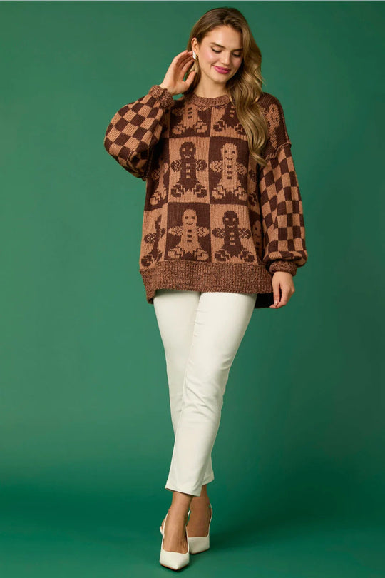 EB | Zuckerstangen-Weihnachtsnadeln & Lebkuchenmann Strickpullover