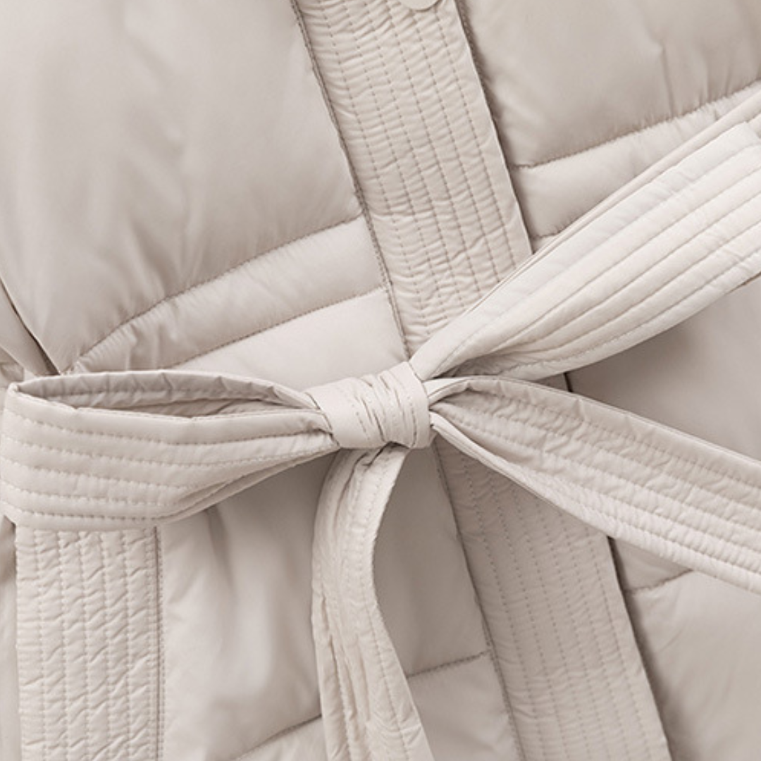 EB | Damen Pufferjacke mit Kapuze und Gürtel