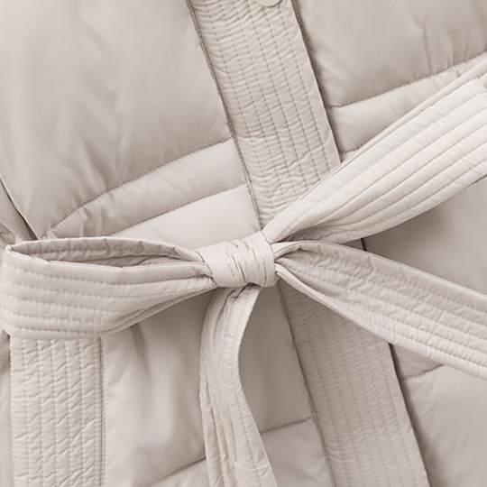 EB | Damen Pufferjacke mit Kapuze und Gürtel