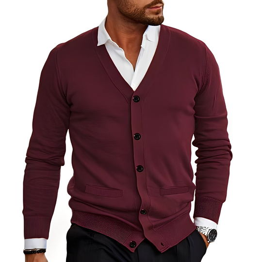 EB | Eleganter Cardigan mit Knopfblende für Herren