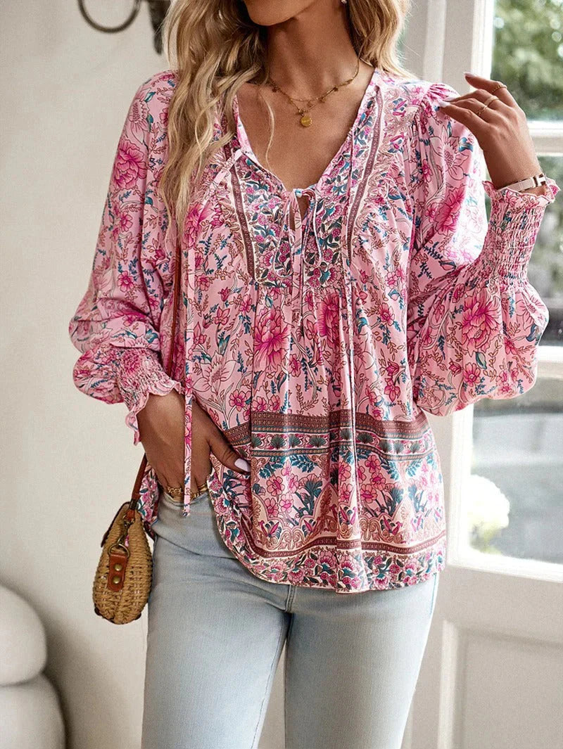 EB | Blumenbluse Mit Langen Ärmeln Für Damen