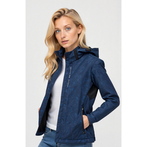 EB | Gedruckt Reißverschluss Winter Jacke - Kapuze