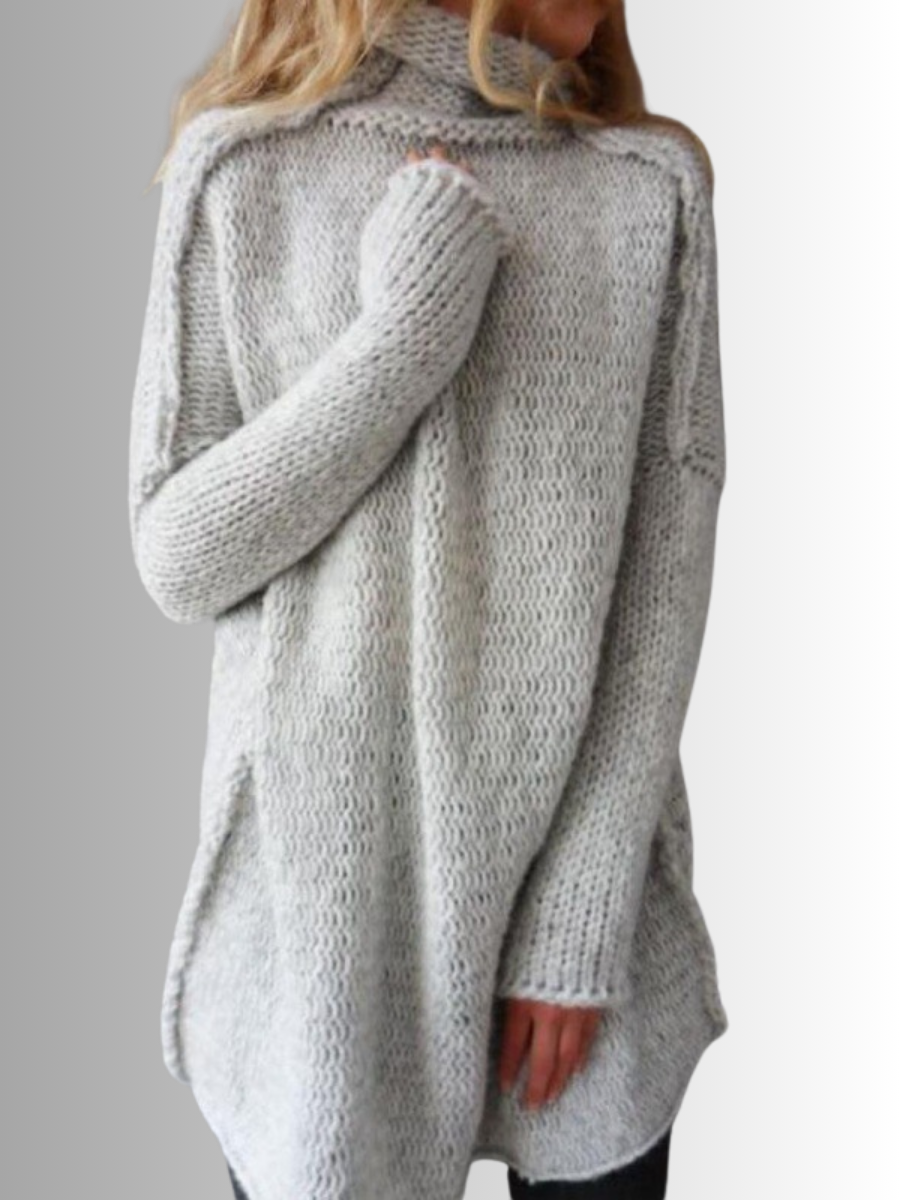 EB | Stilischer langer Pullover mit hohem Kragen