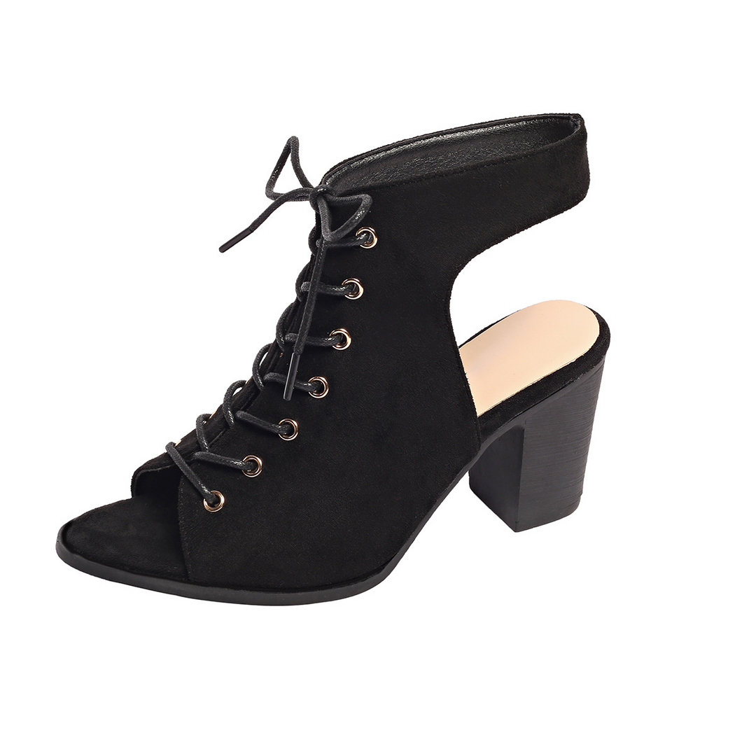 Schnür High Heel Sandalen mit Blockabsatz EB