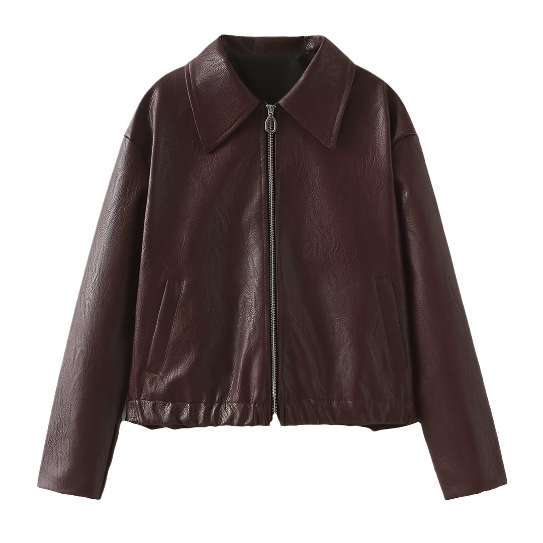 EB | Modische Lederjacke mit Reißverschluss für Frauen