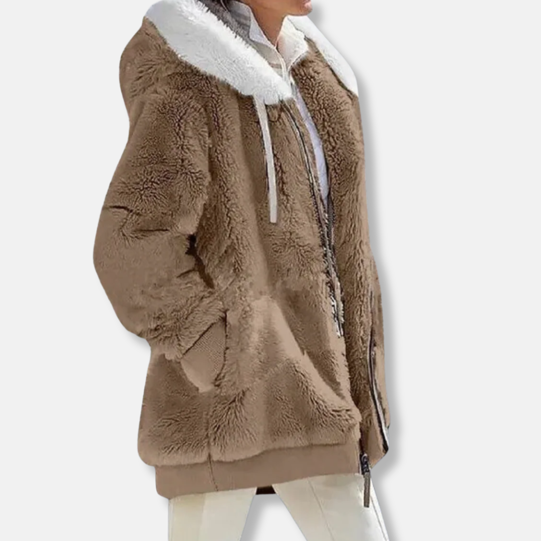EB | Fleece Übergroße Fleecejacke Kapuzen-Reißverschlussjacke