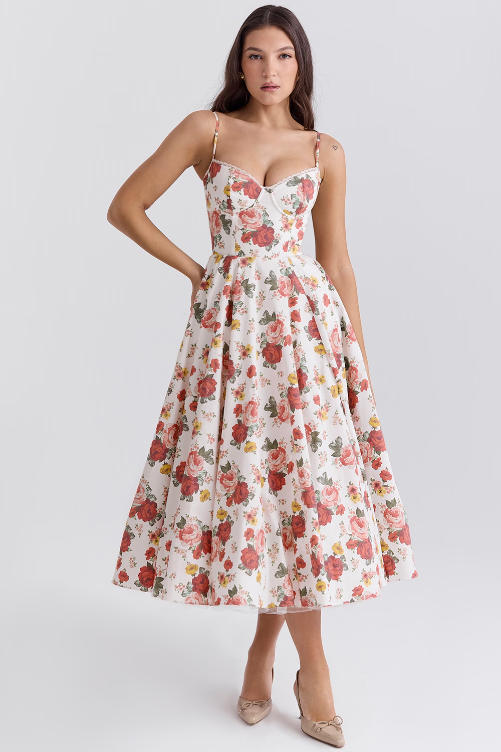 EB | Luxuriös Ausgestellte Kleid mit Spaghettiträgern für Frauen Hochzeit, Braut und Fest Kasana