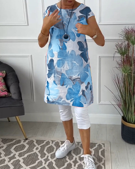 EB | Lässiges Longtop mit Farbenfrohem Blumenprint