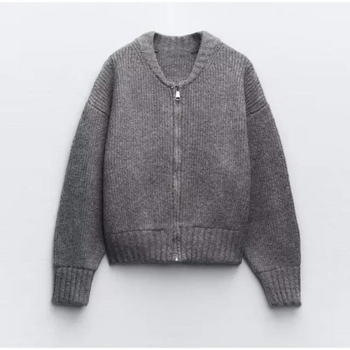 EB | Damen Rundhals Cardigan Reißverschluss