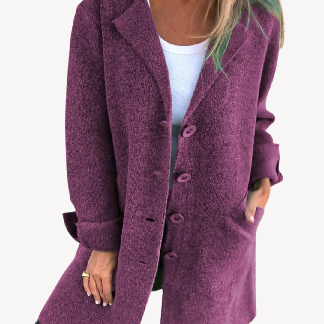 EB | Frauen Wollmischung Langjacke mit Knopfverschluss