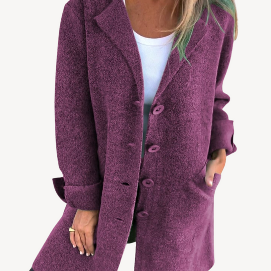 EB | Frauen Wollmischung Langjacke mit Knopfverschluss