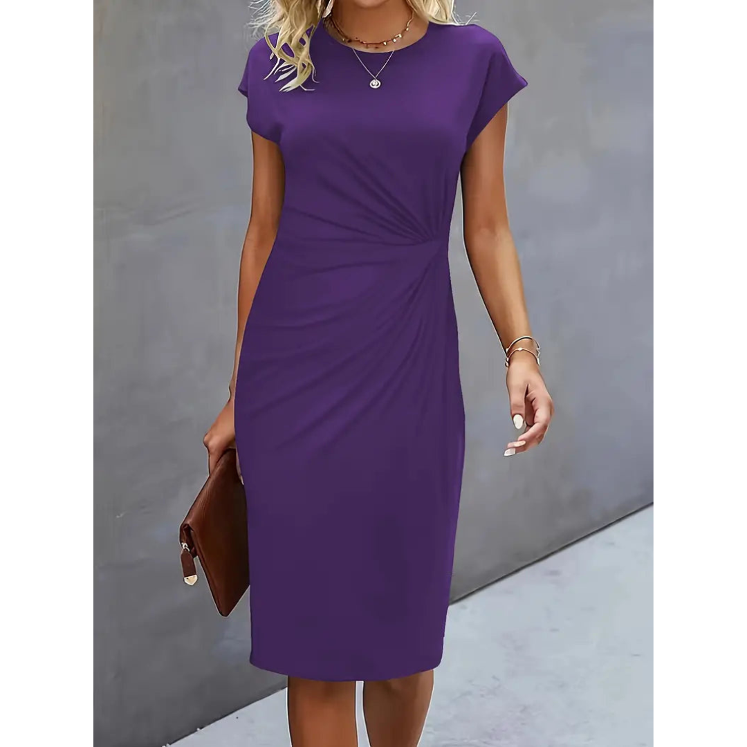 EB | Damen Taillenakzent Stil Kleid Kurzärmlich