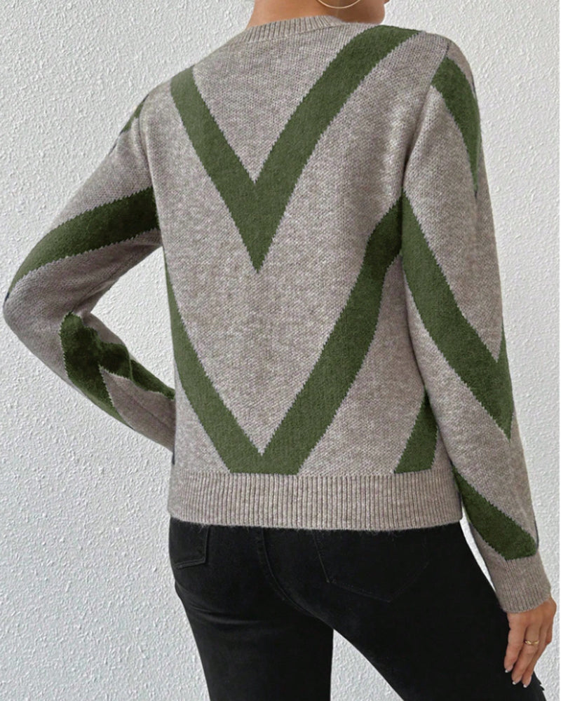 EB | Geometrischem Muster und Rundhalsausschnitt Merkmalen